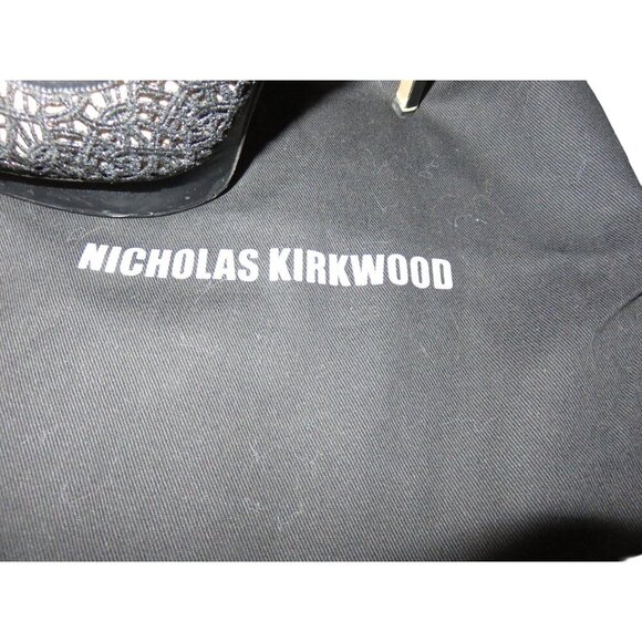 Nicholas Kirkwood Laser Cut Black Italian Leather Platform Stiletto Pumps 37 - Picture 4 of 15